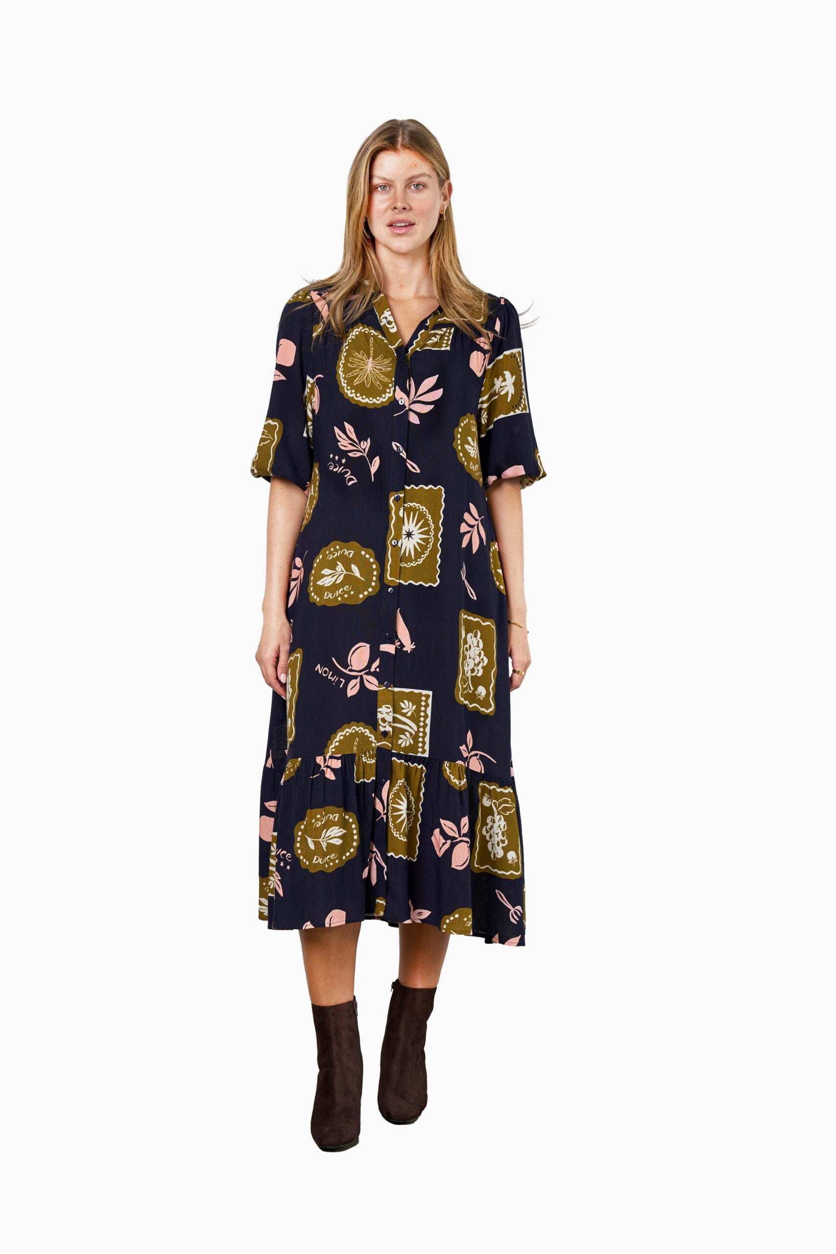 RABIA DRESS NAVY PRINT