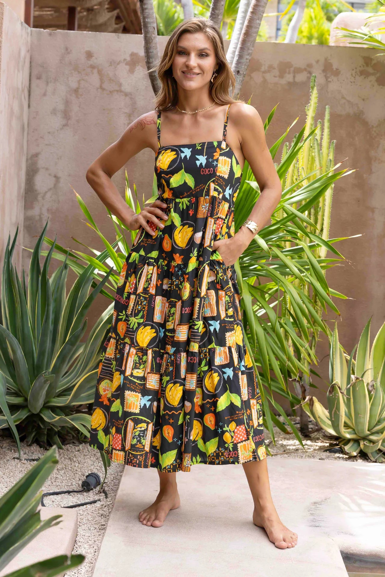 ELLIE MIDI DRESS - COCO VACAY MIDNIGHT