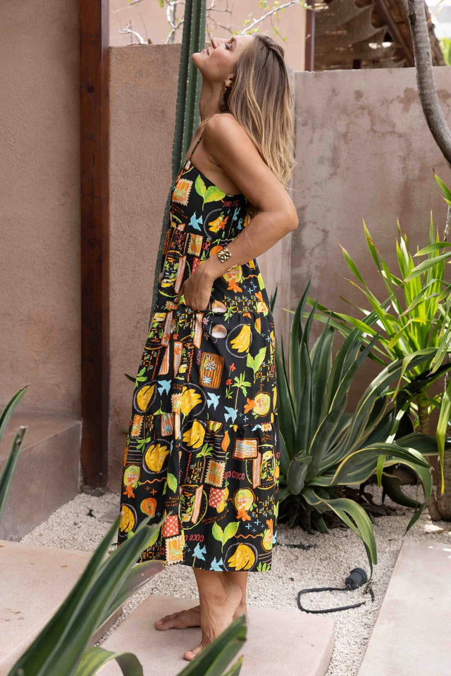 ELLIE MIDI DRESS - COCO VACAY MIDNIGHT