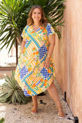 GREAT HARBOUR DRESS - CAPRI CHECK NAVY/ORANGE