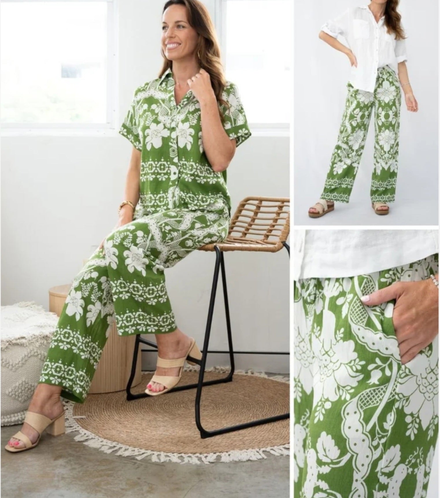 GREEN AND WHITE SHIRT