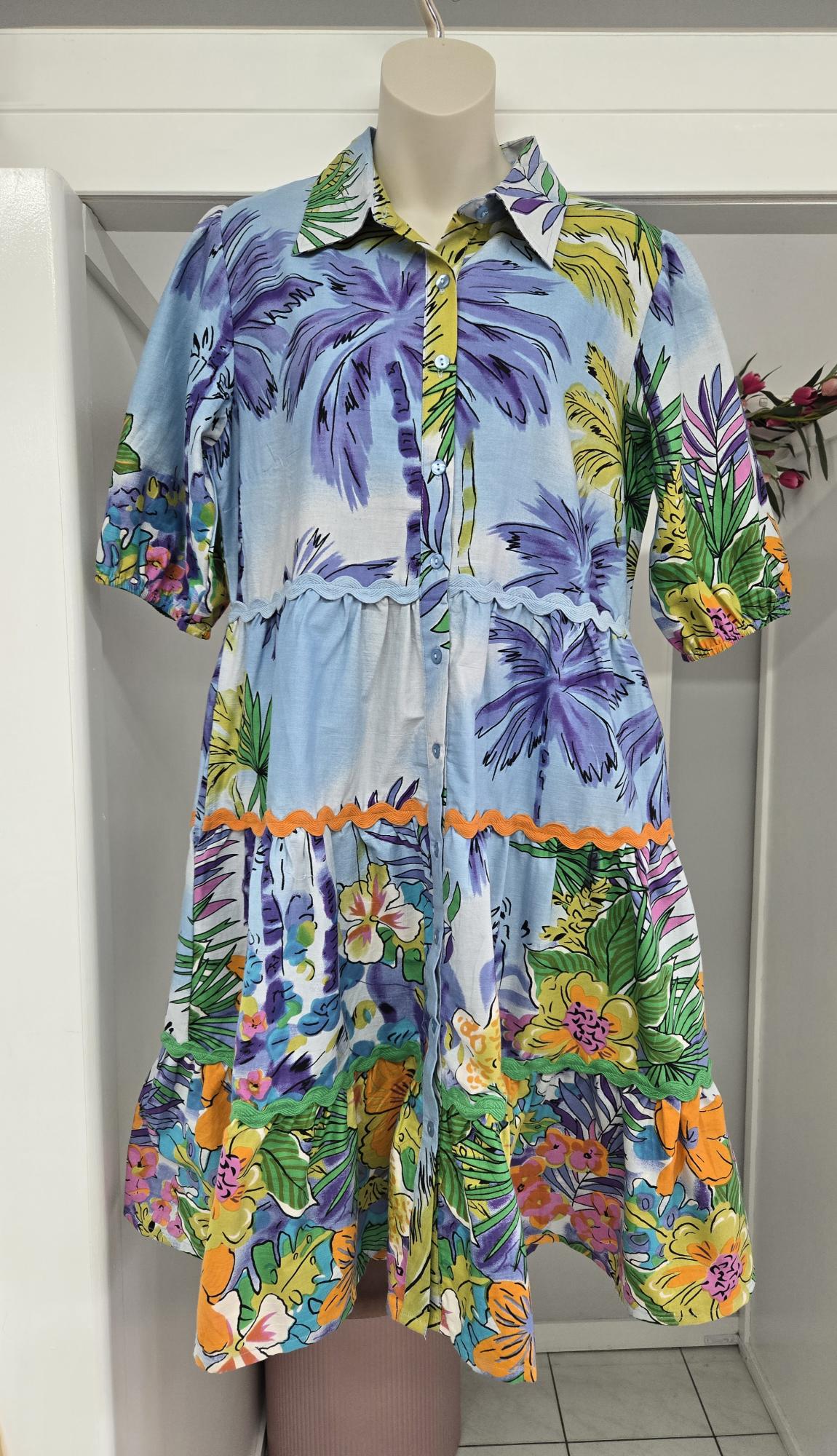 Molly Dress Blue Tropical