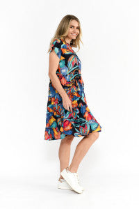 Leela V Neck Mini Dress - Painted Tropical