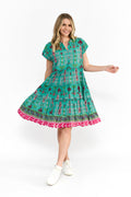 Leela V Neck Mini Dress - Aztec Border