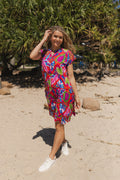 Leela V Neck Mini Dress - Tropical Mad Coral
