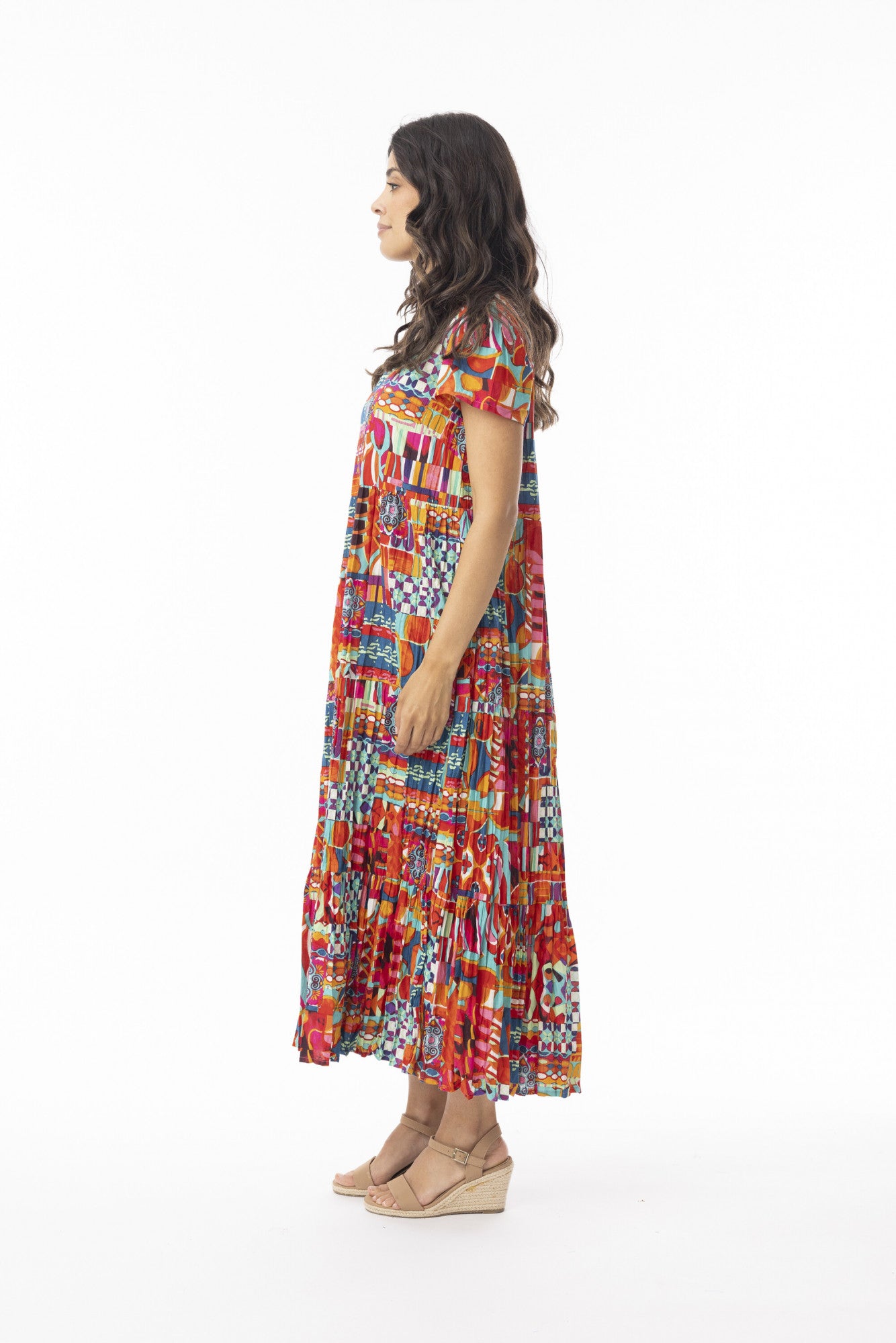 Peru Dress Midi Layers Square Neckline