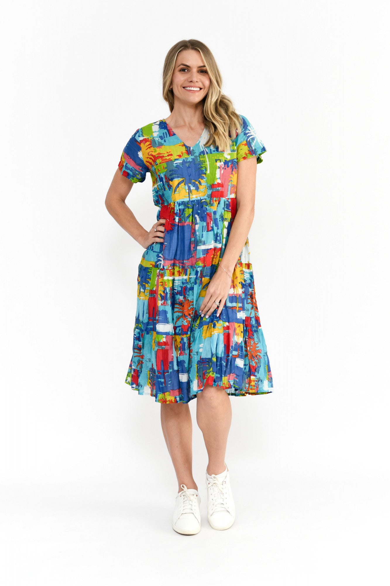 Thalia Tiered Dress - Painted Palms