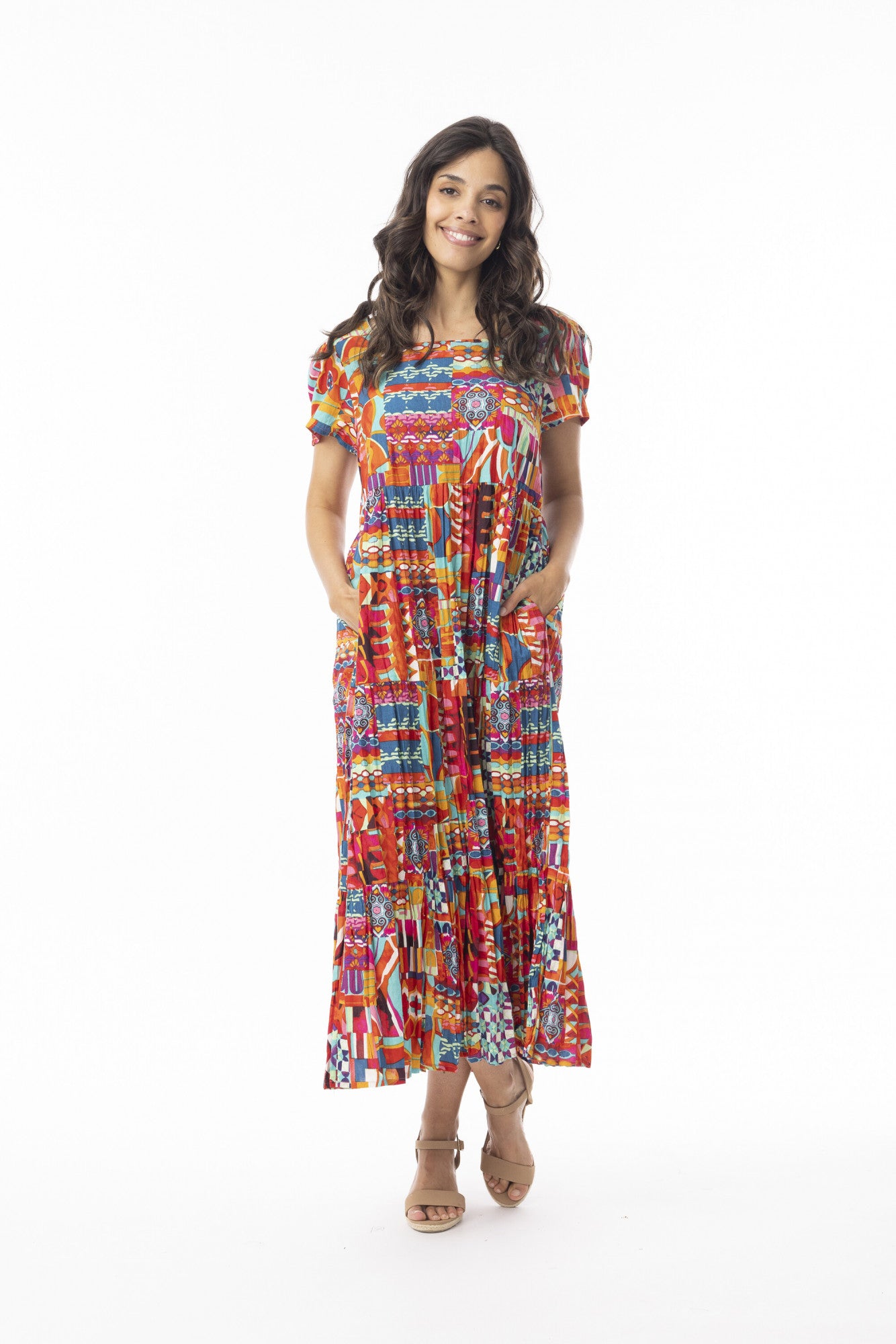 Peru Dress Midi Layers Square Neckline