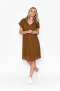 Taylor Dress Cap Sleeve Solid With Lining