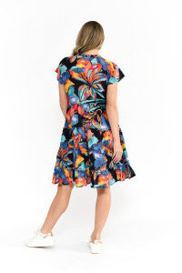 Leela V Neck Mini Dress - Painted Tropical