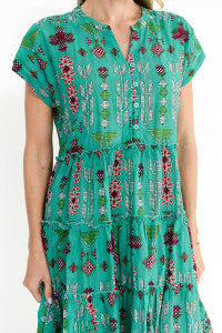 Leela V Neck Mini Dress - Aztec Border