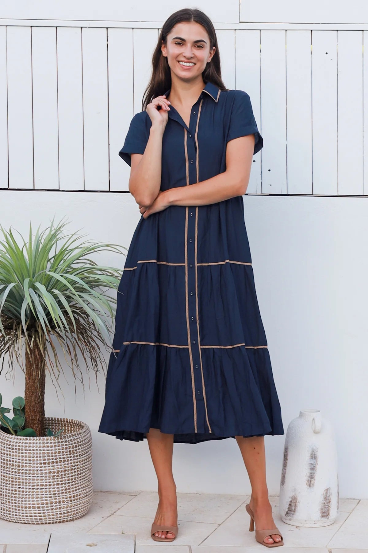 Alina Navy Midi dress