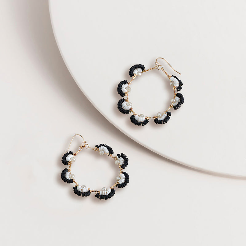 Black and White Heishi Bead Hooks