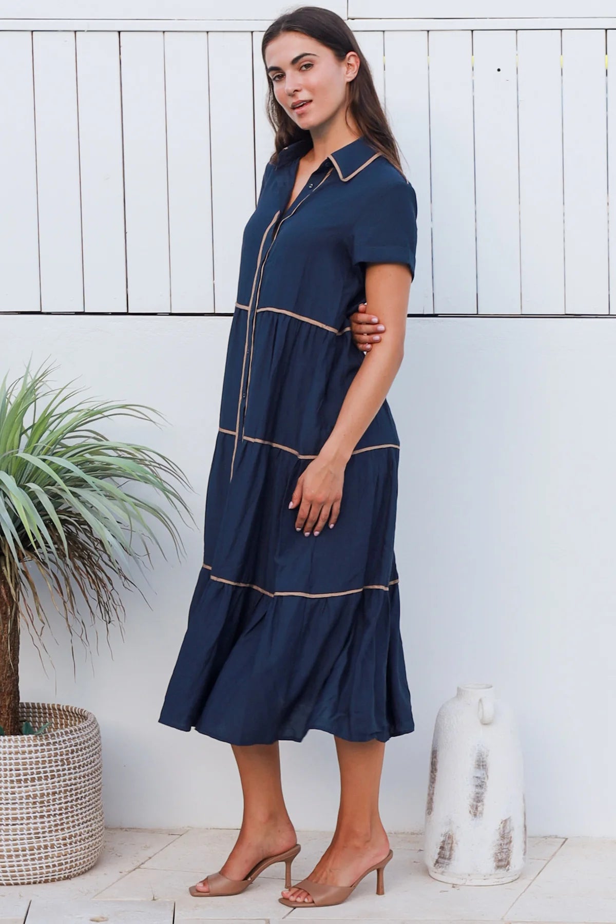 Alina Navy Midi dress