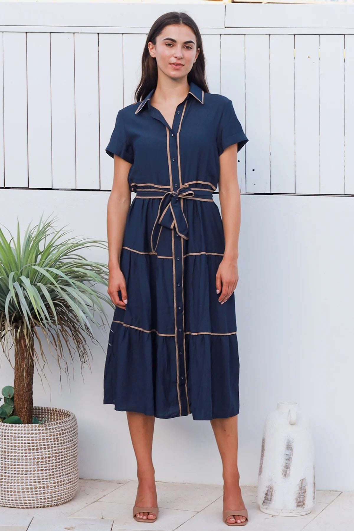 Alina Navy Midi dress