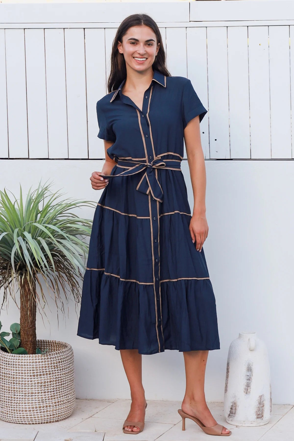 Alina Navy Midi dress