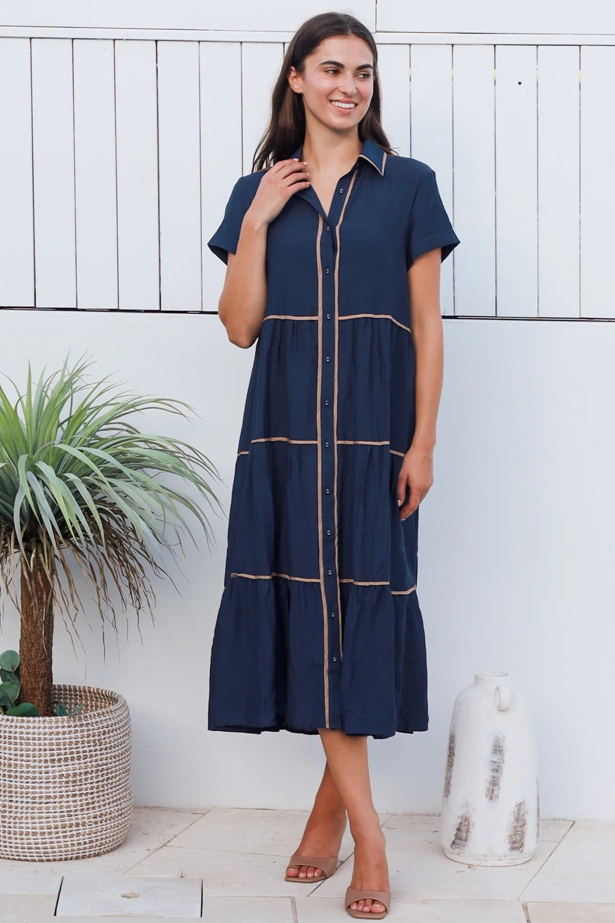 Alina Navy Midi dress