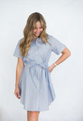 Caroline Shirt Dress - Blue & Orange