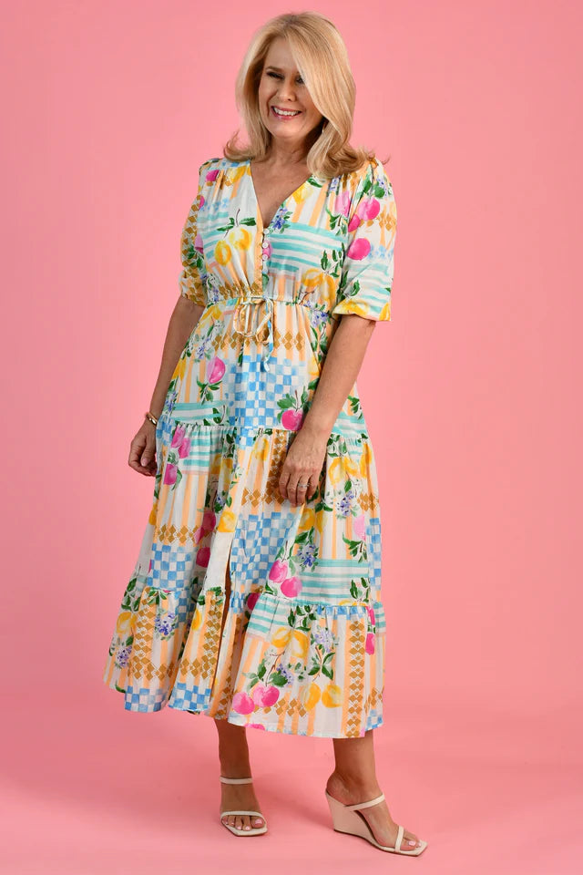 PAMELA MIDI DRESS - CAPRI CHECK BLUE