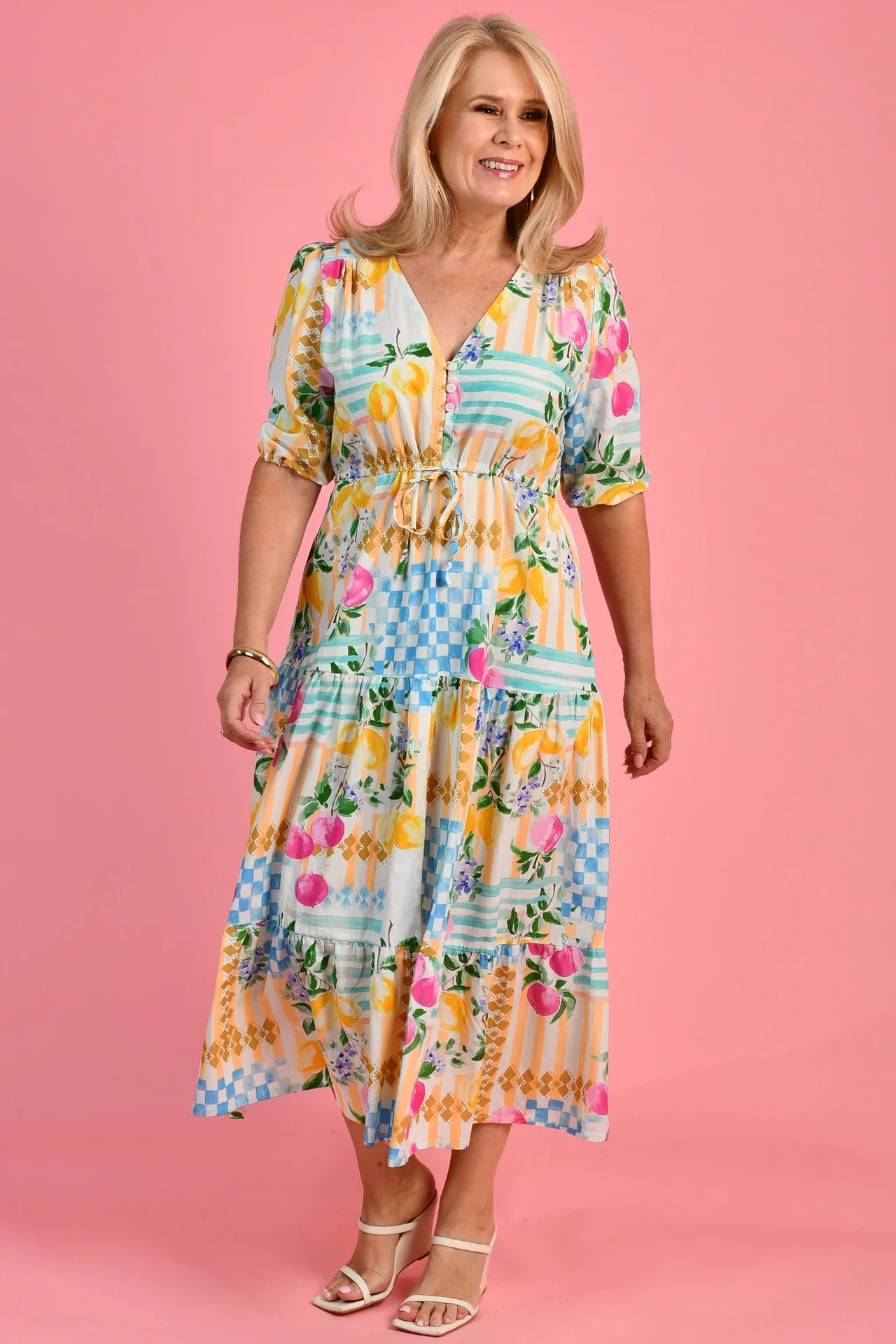 PAMELA MIDI DRESS - CAPRI CHECK BLUE