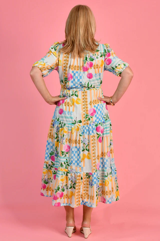 PAMELA MIDI DRESS - CAPRI CHECK BLUE