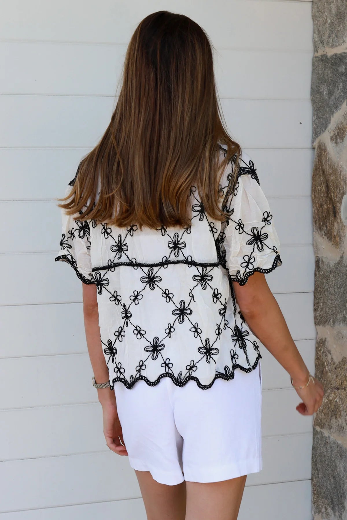 Willow Embroidered Top Black