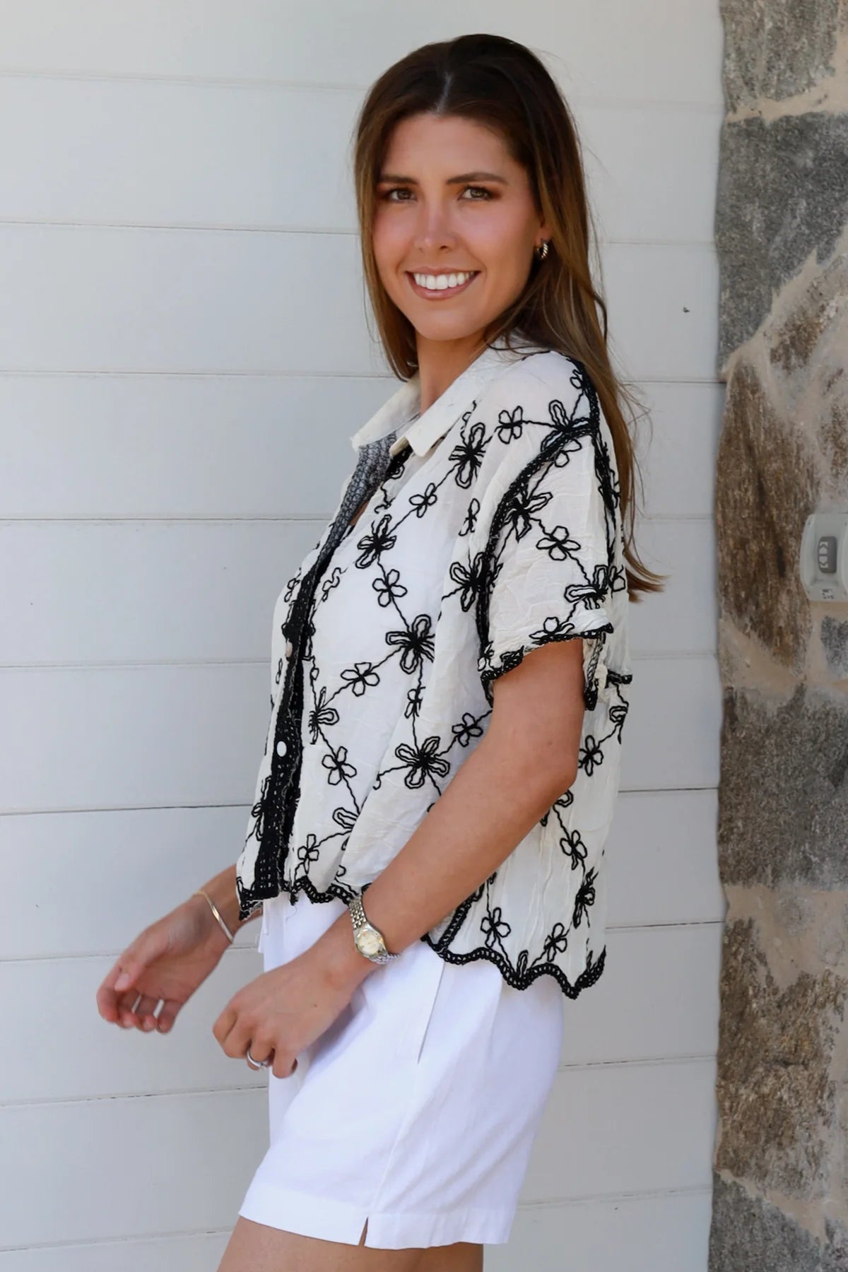 Willow Embroidered Top Black