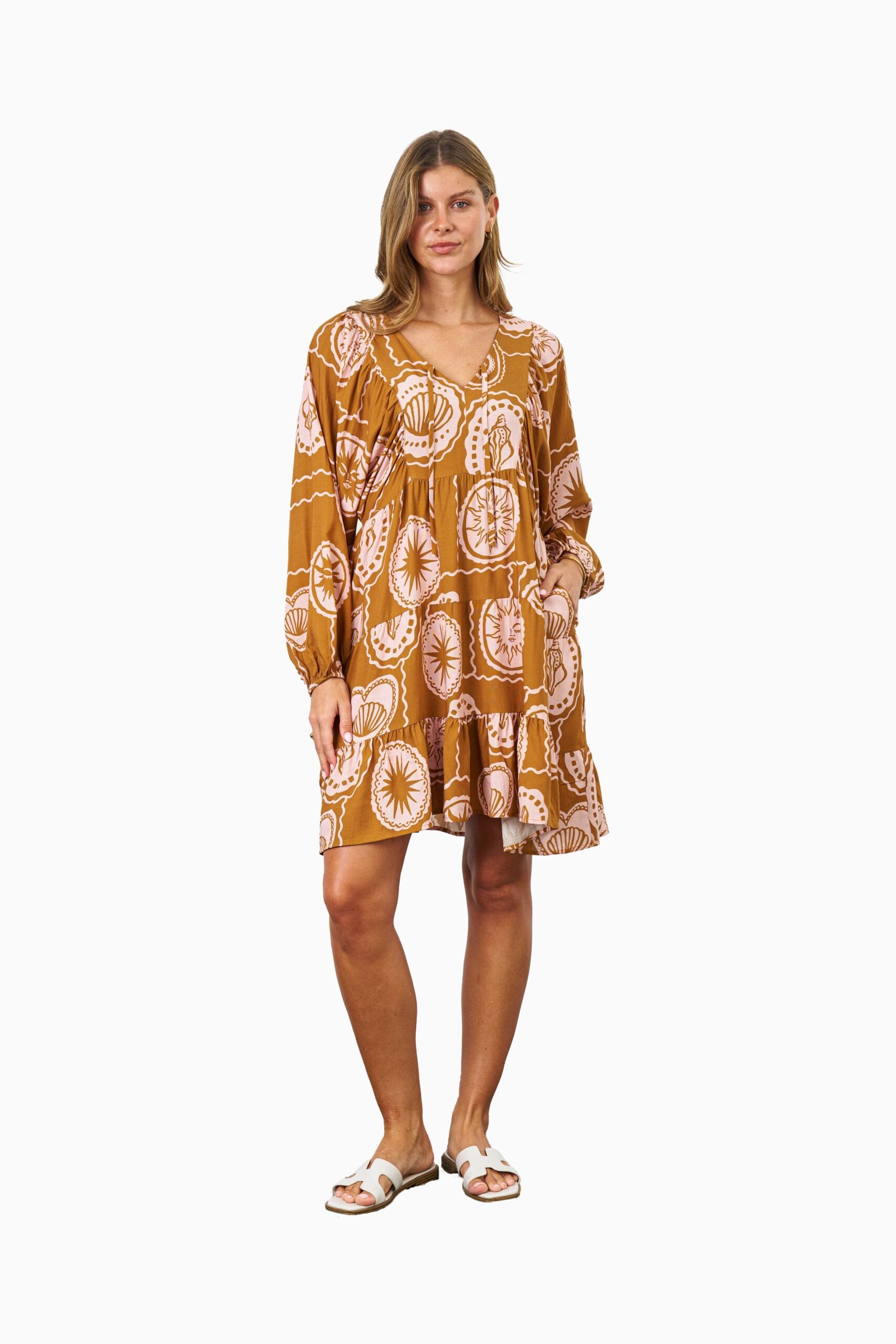 AALIYAH DRESS BROWN PINK