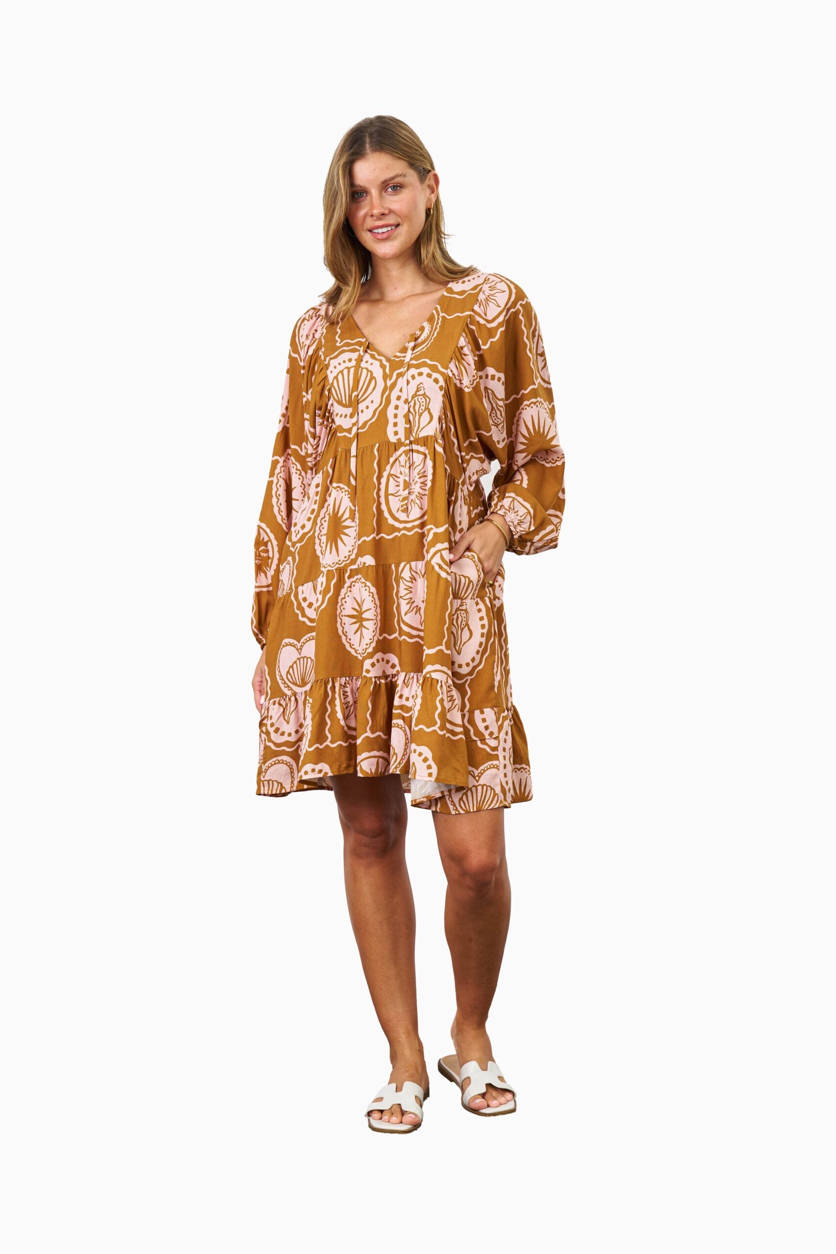 AALIYAH DRESS BROWN PINK