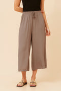 Chloe Wide Leg Cropped Pant - Mocha