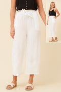 Chloe Wide Leg Cropped Pant - White
