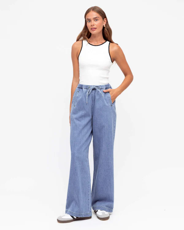MIDWASH WIDE LEG DENIM PANTS