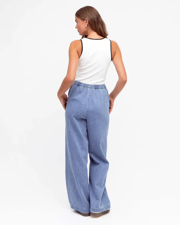 MIDWASH WIDE LEG DENIM PANTS