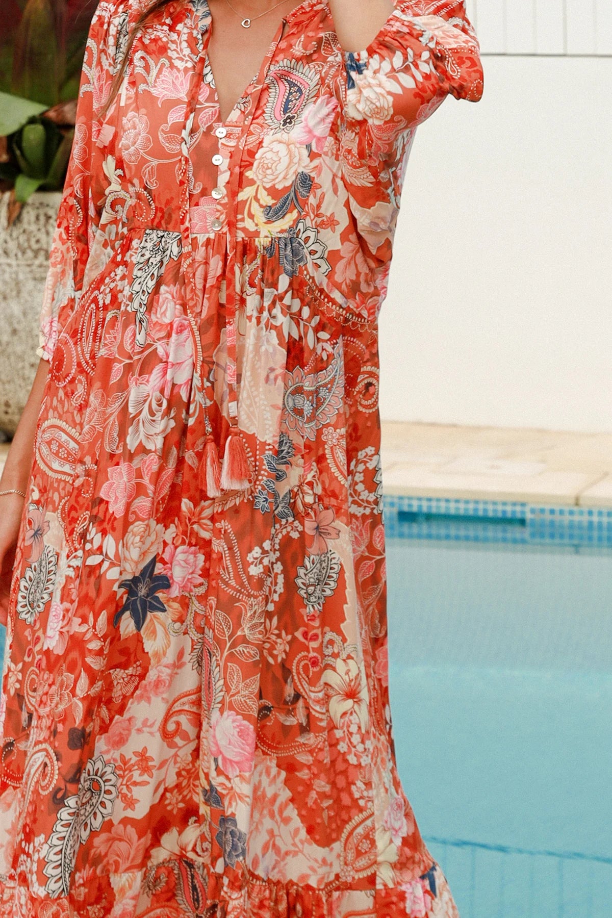 Jaylani Orange Midi Dress