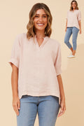 Casey Linen Top - Blush Pink