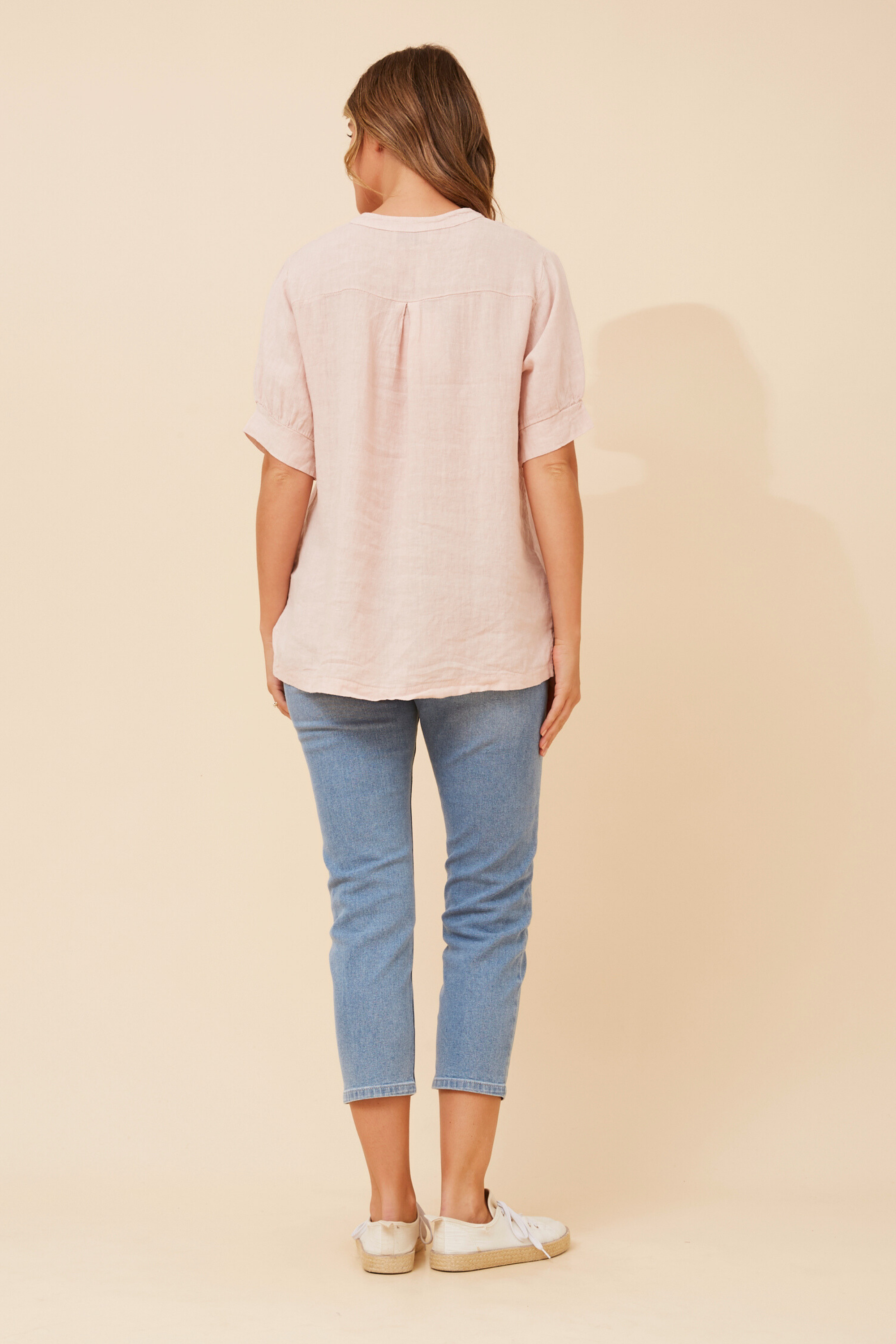 Casey Linen Top - Blush Pink