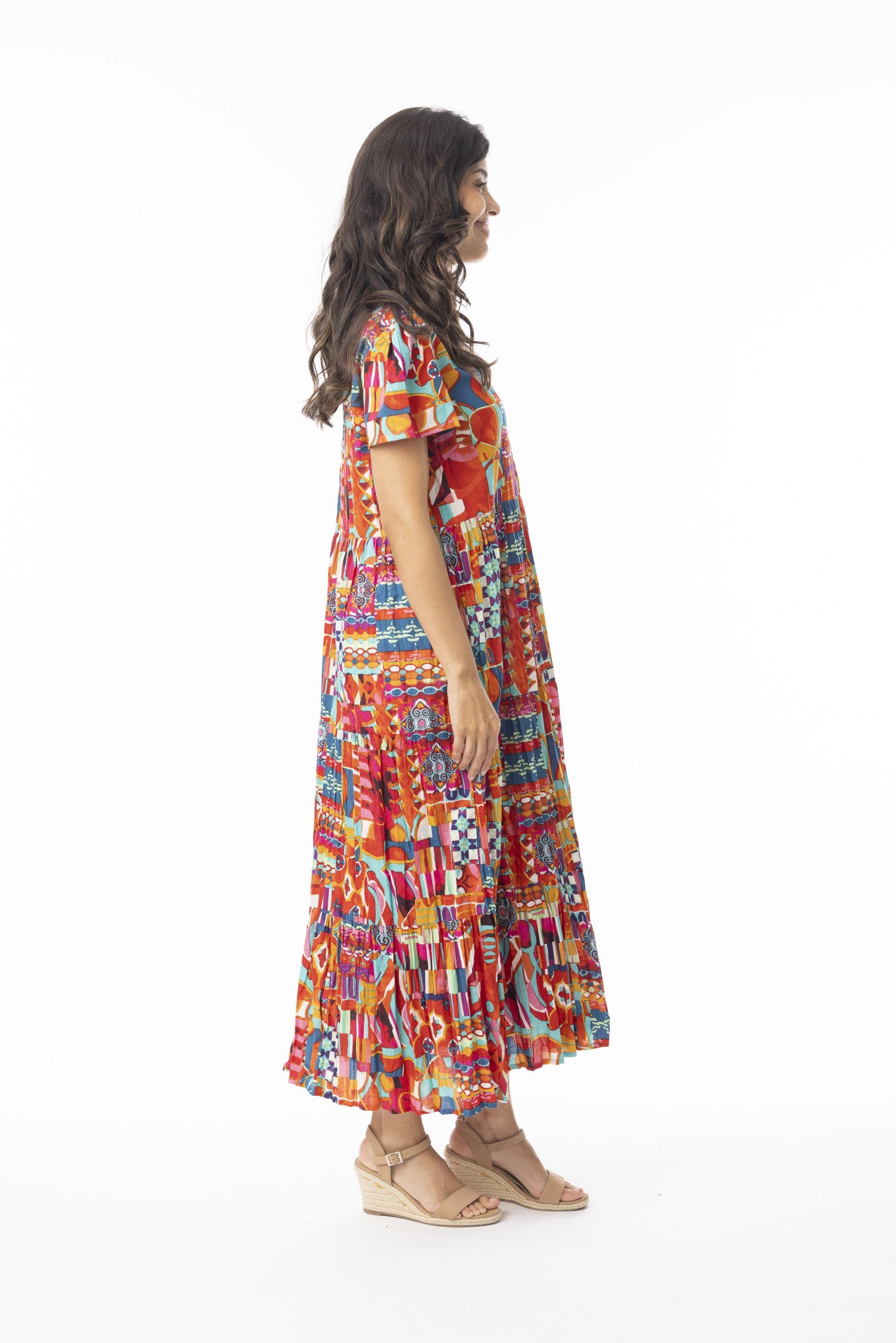 Peru Dress Midi Layers Square Neckline