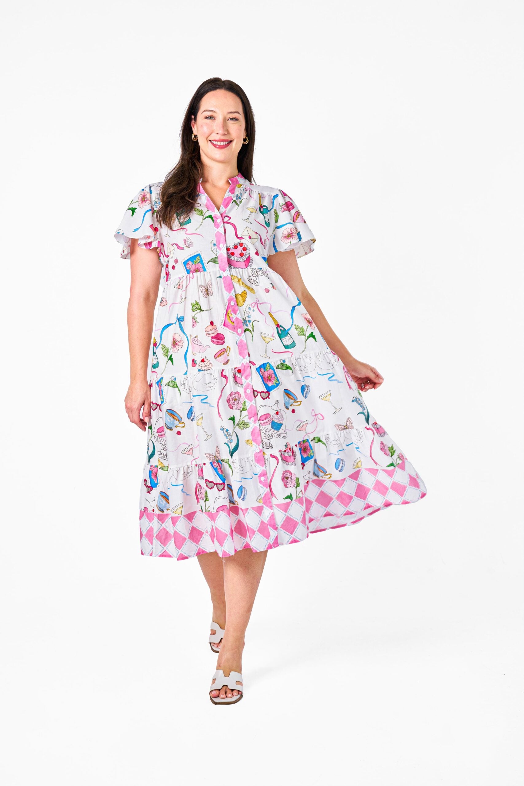 ELLENA MIDI DRESS PINK HIGHTEA