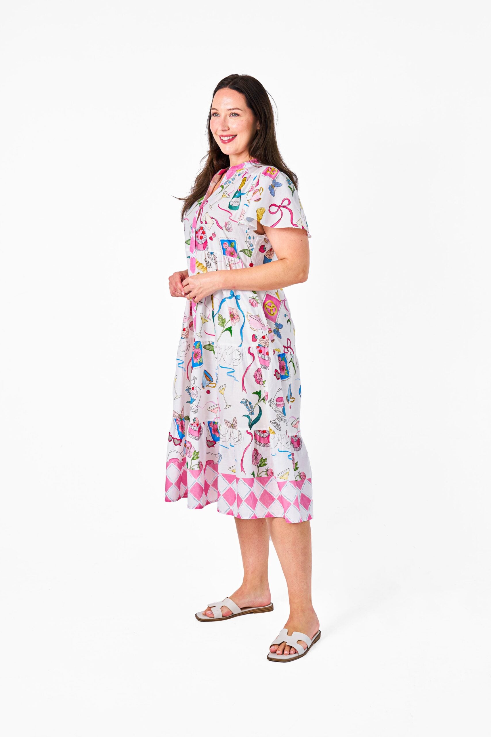 ELLENA MIDI DRESS PINK HIGHTEA