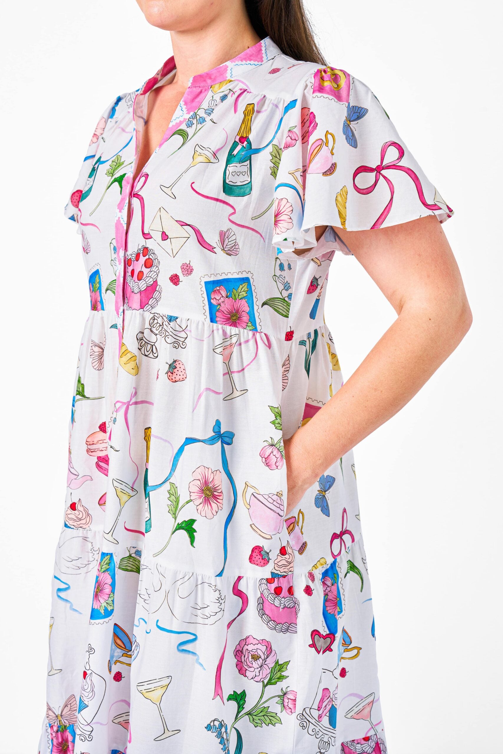 ELLENA MIDI DRESS PINK HIGHTEA