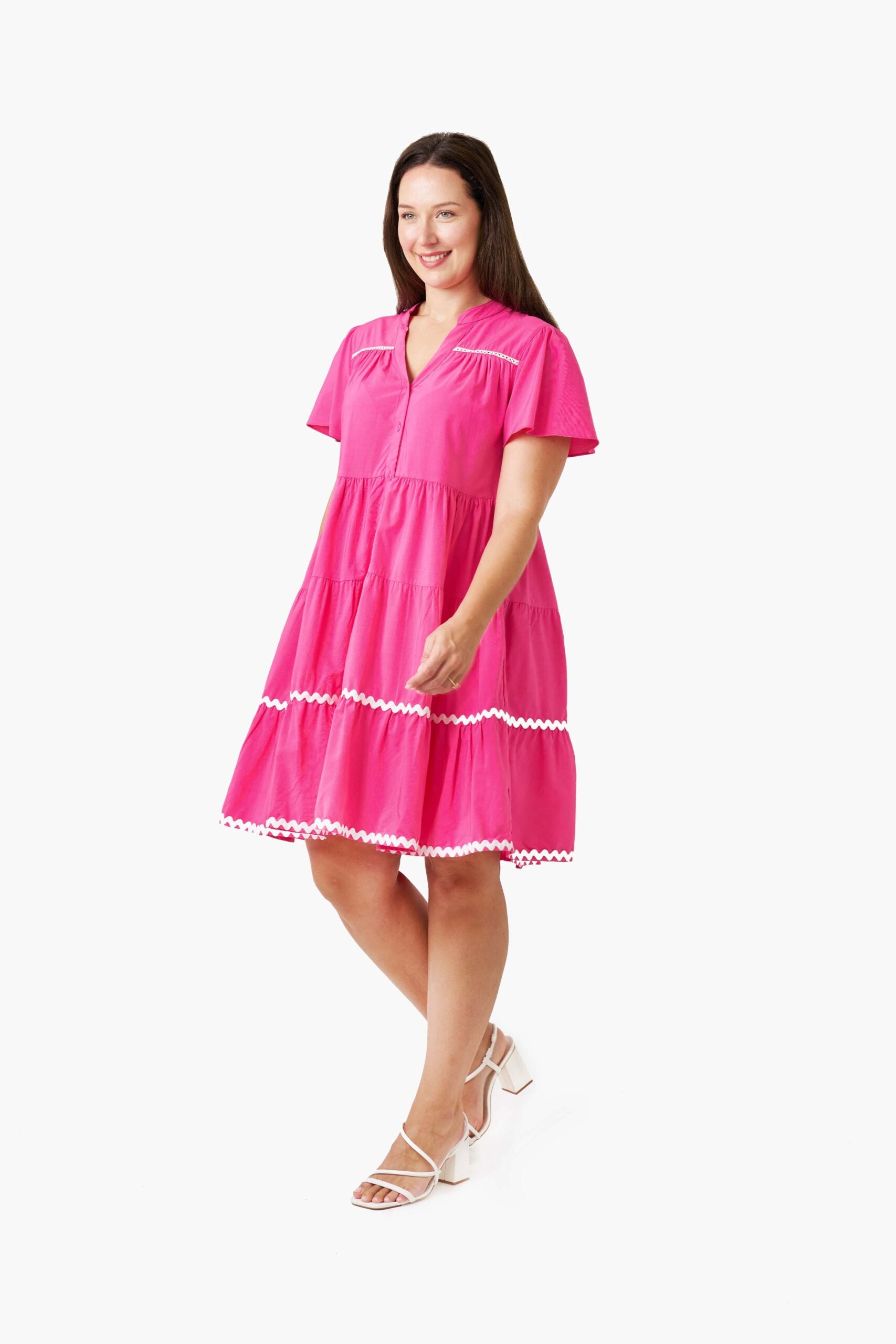 KAITLIN DRESS PINK/WHITE