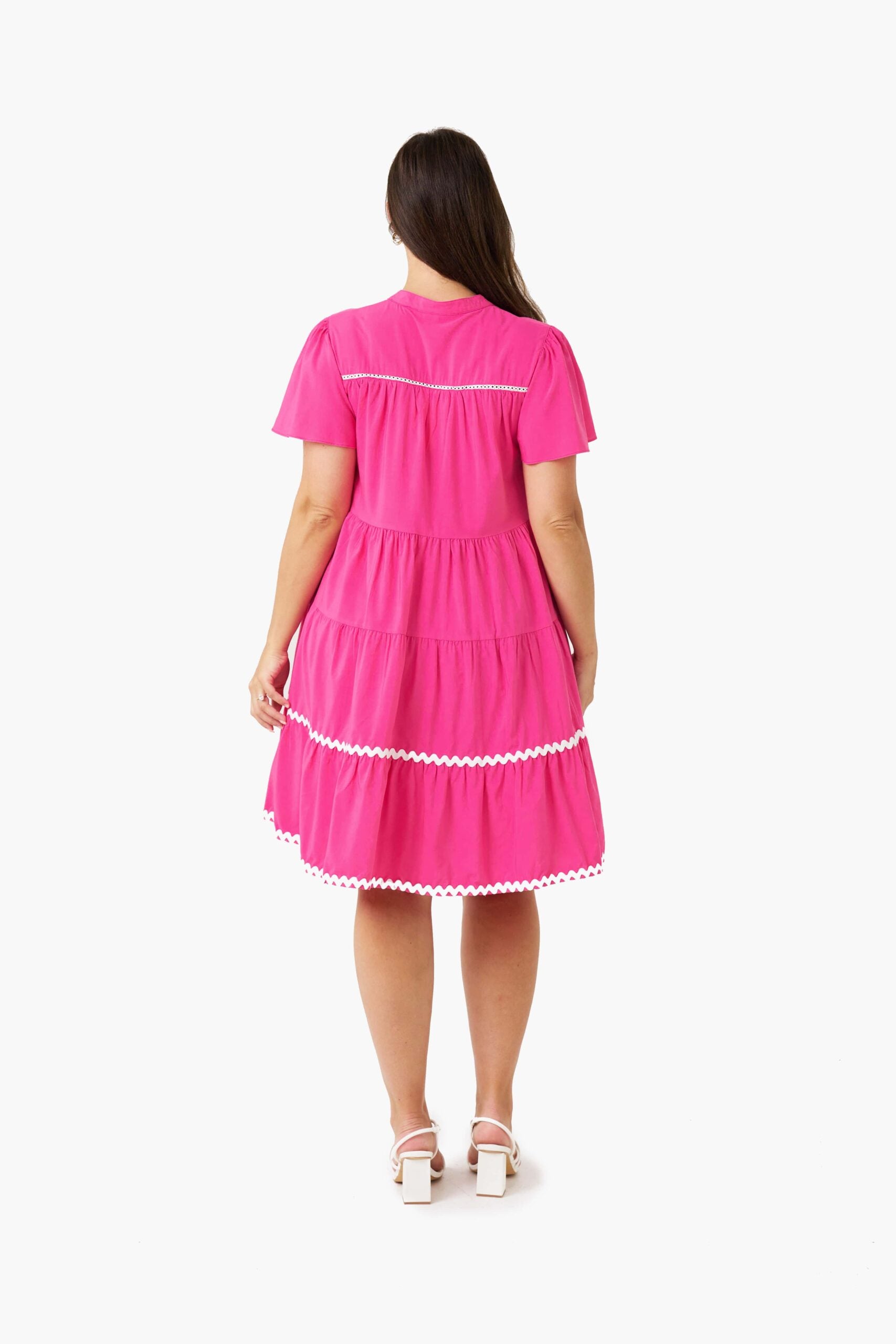 KAITLIN DRESS PINK/WHITE
