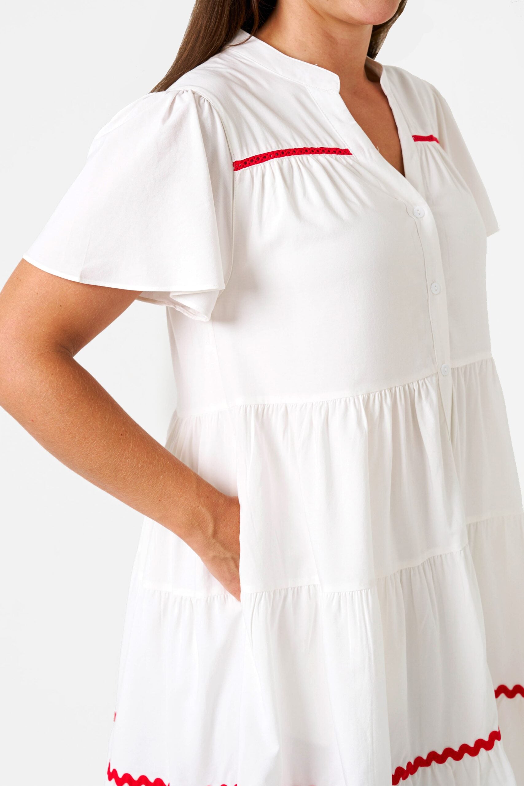 KAITLIN DRESS WHITE/RED