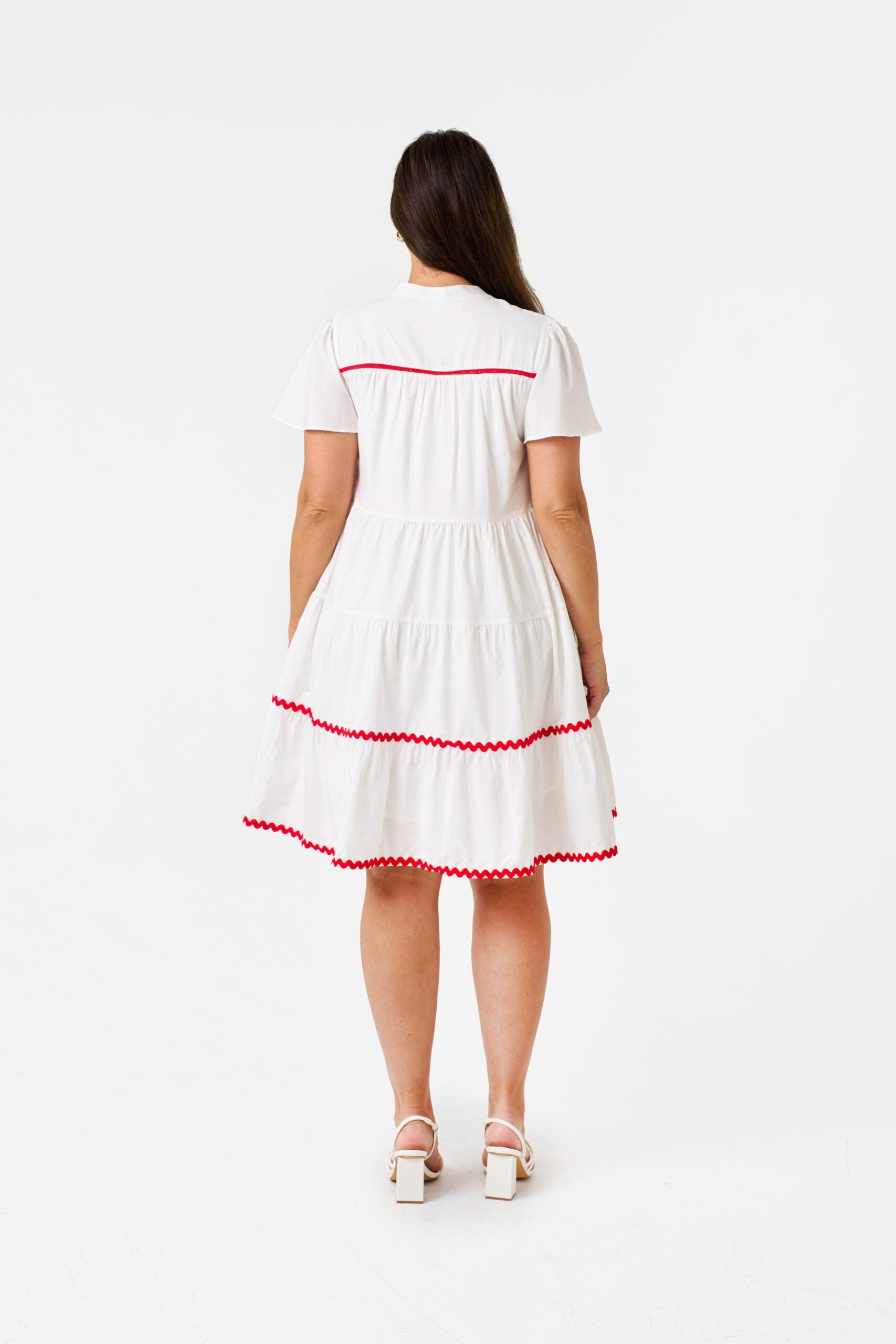 KAITLIN DRESS WHITE/RED