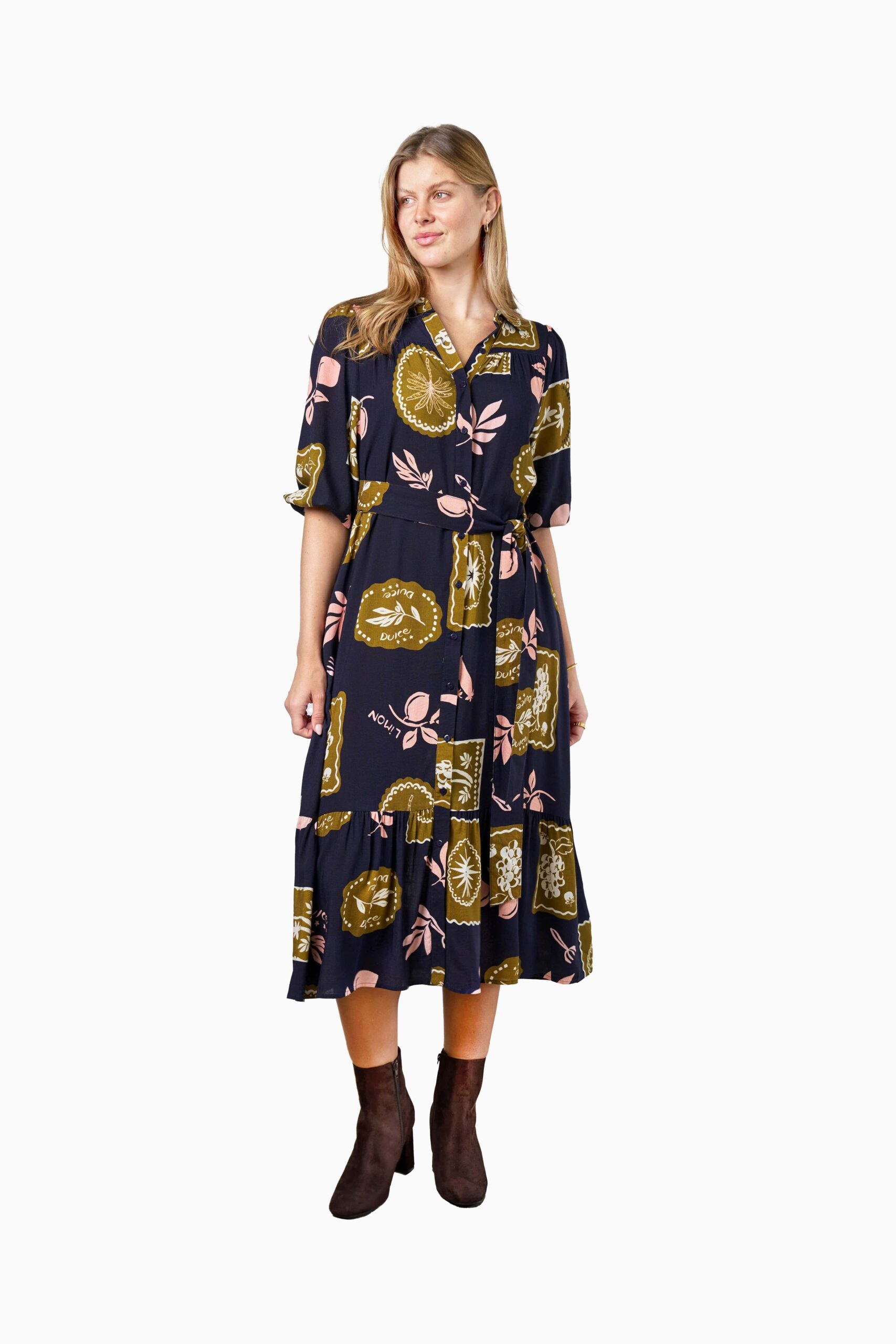 RABIA DRESS NAVY PRINT