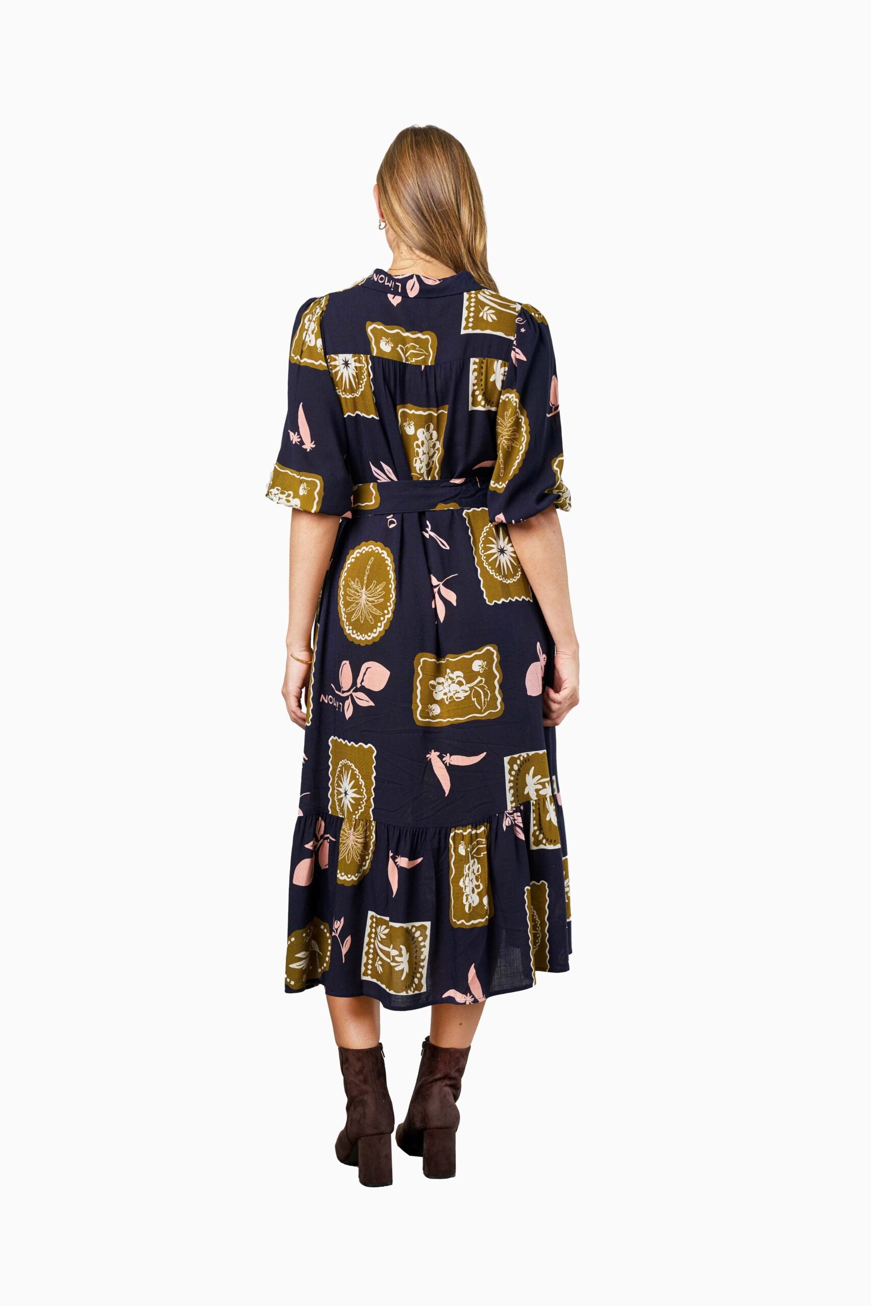 RABIA DRESS NAVY PRINT