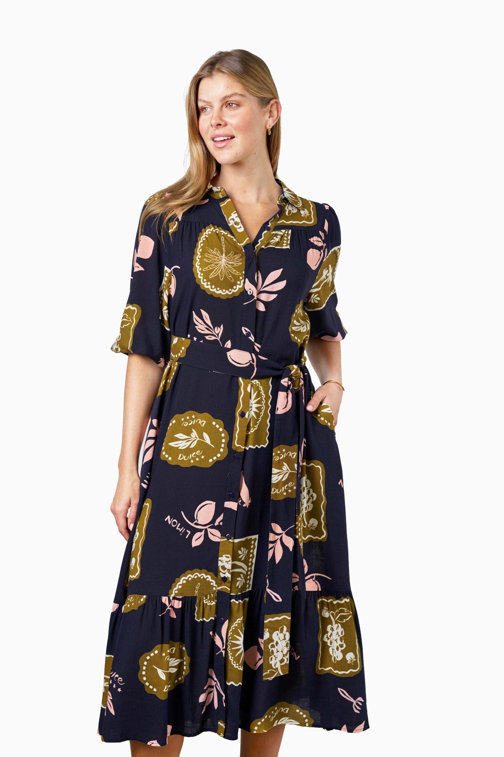RABIA DRESS NAVY PRINT