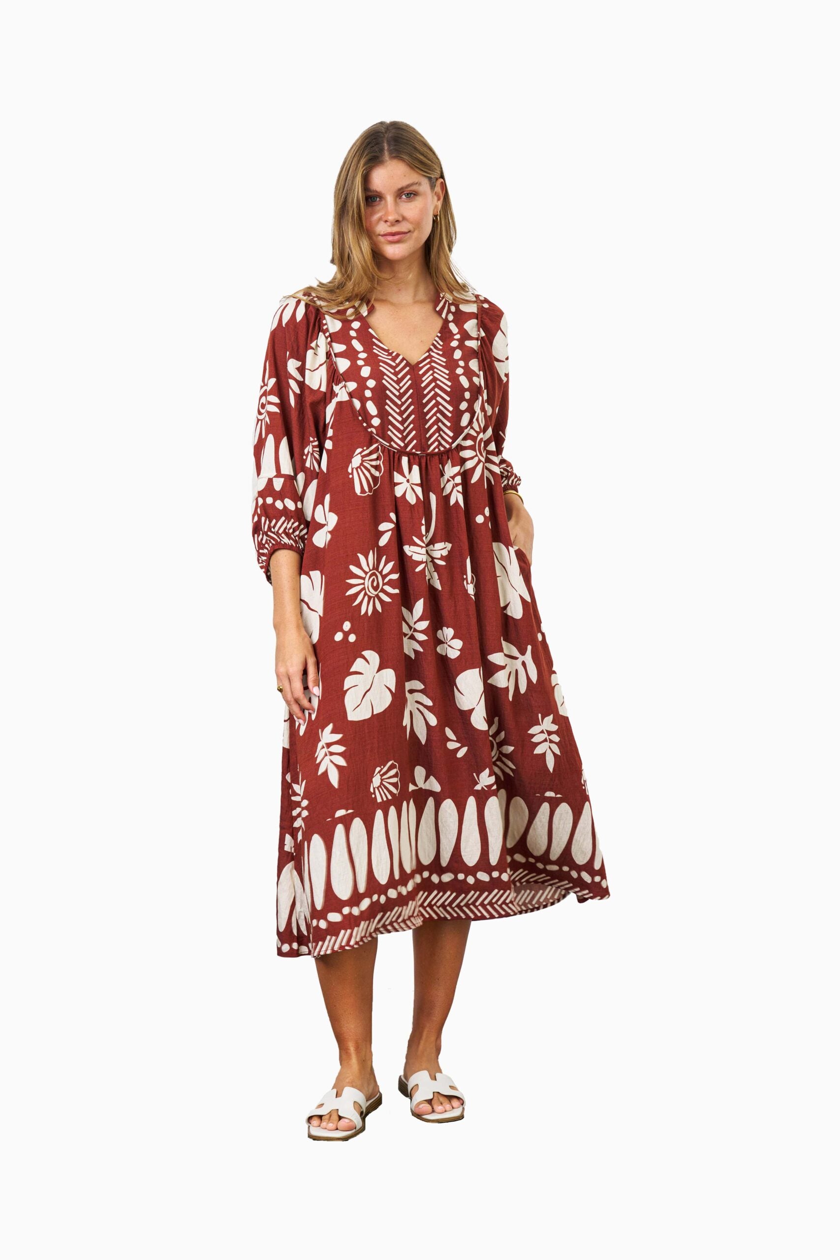 RAMOS DRESS RUST PRINT