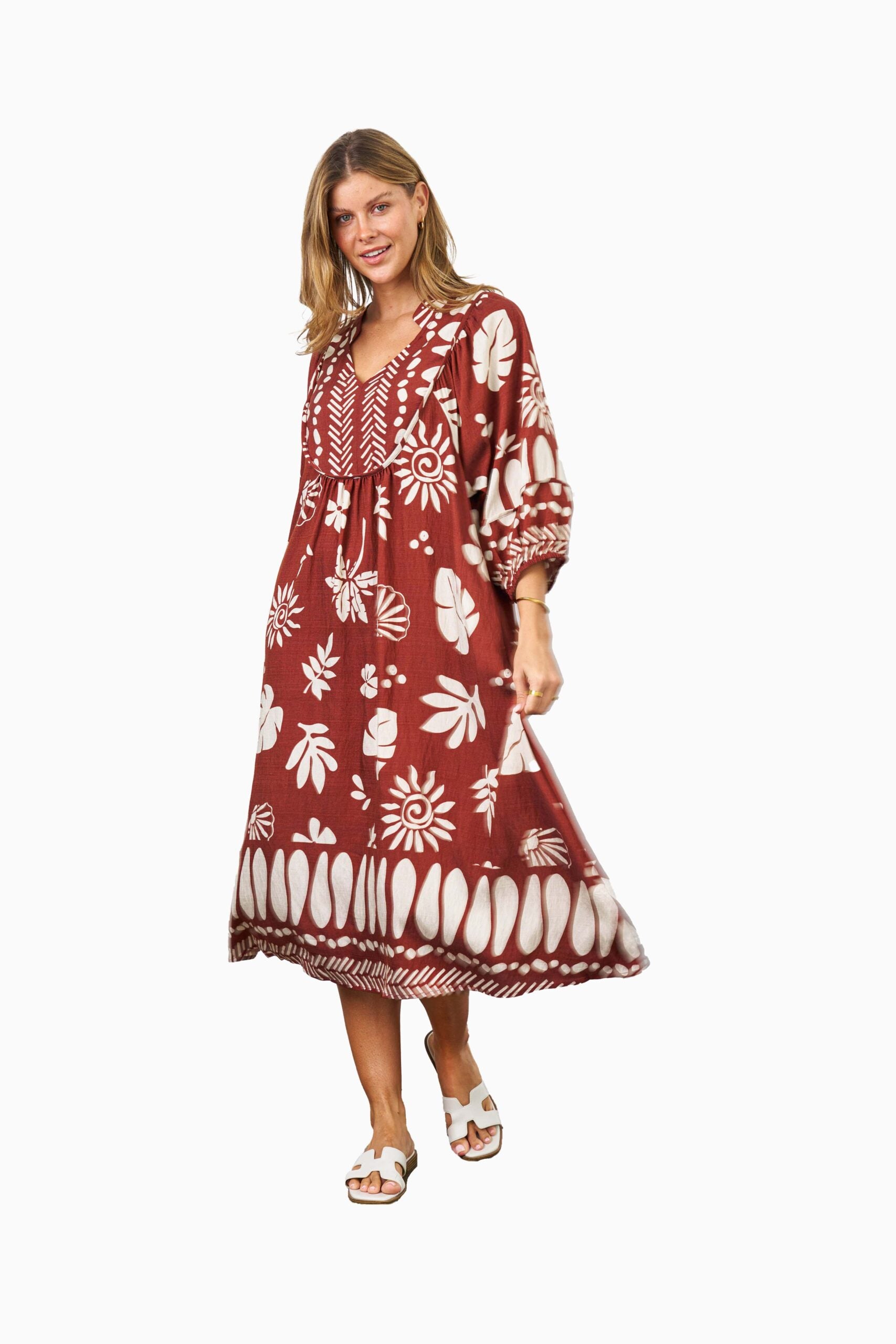 RAMOS DRESS RUST PRINT