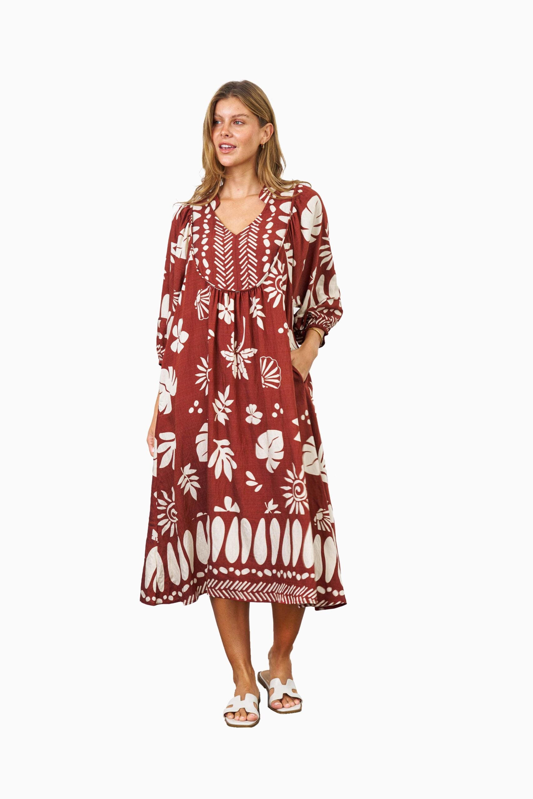 RAMOS DRESS RUST PRINT